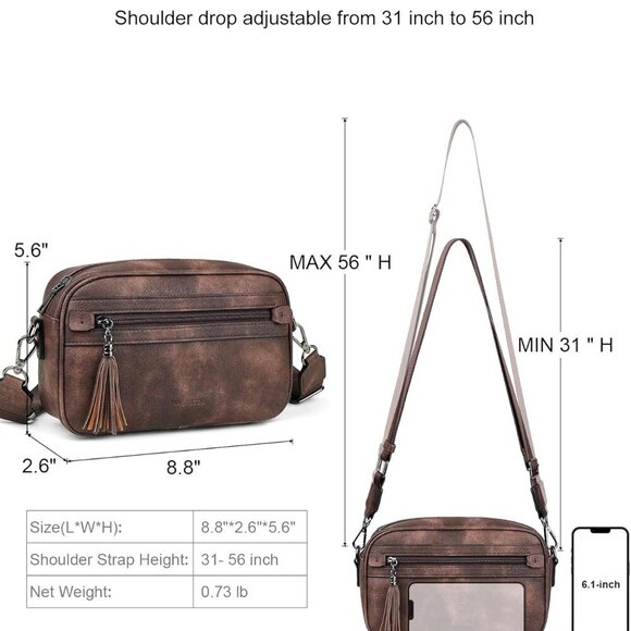 Lightweight Travel Purse for Women - Multi-Pocket Vegan Leather Crossbody Bag - Picture 4 of 8